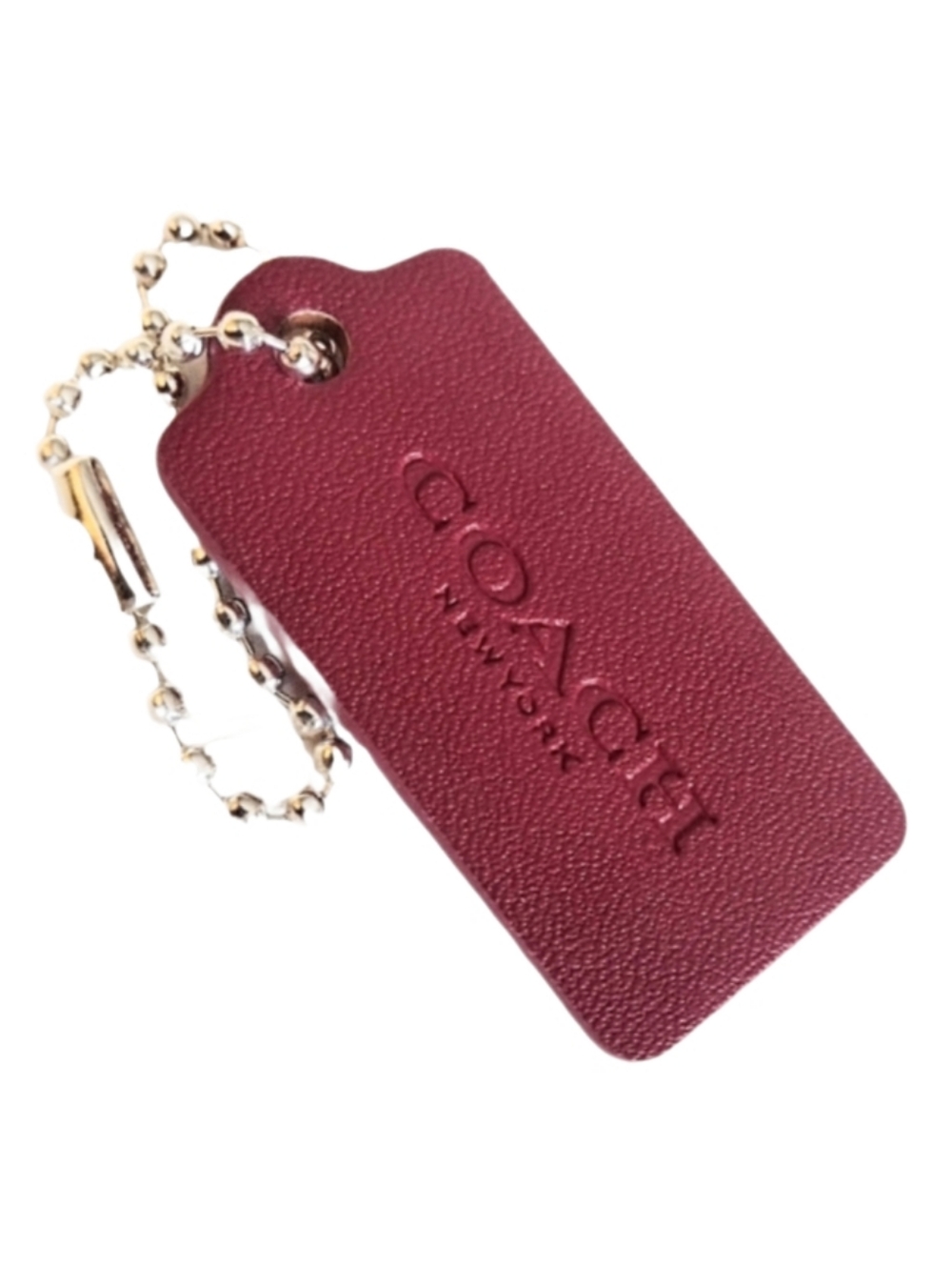 ❤️ 1.75" Coach Cherry Red Smooth Leather Hangtag Bag Fob Purse Charm Keychain